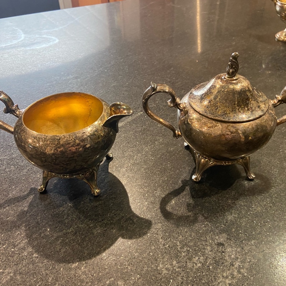 COPY - Gorgeous Silver Sugar & Creamer Tea Set